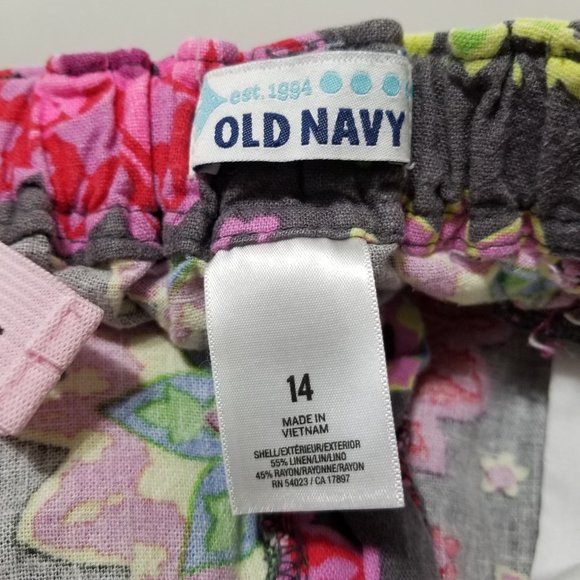 Old Navy shorts 14 Printed Linen Knight Time floral mandala print adjustable - Picture 15 of 16